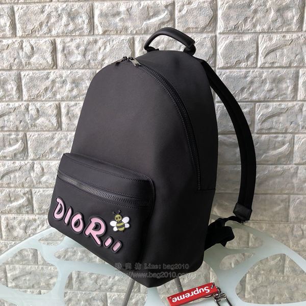 Dior包 迪奧雙肩包 D1OR x KAWS 聯名系列黑色尼龍背包 Dior帆布後背包  Dyd1246
